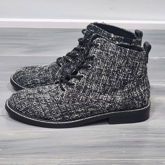 NYDJ Eileen Ankle Boots Black and White Tween Lace Up Zip Closure Size 8 - Picture 9 of 13